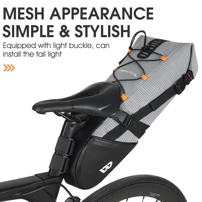 WEST BIKING Bike Bag Waterproof Reflective 10L Large Capacity Saddle Bag Cycling Foldable Tail Bag MTB Road Bicycle Bag