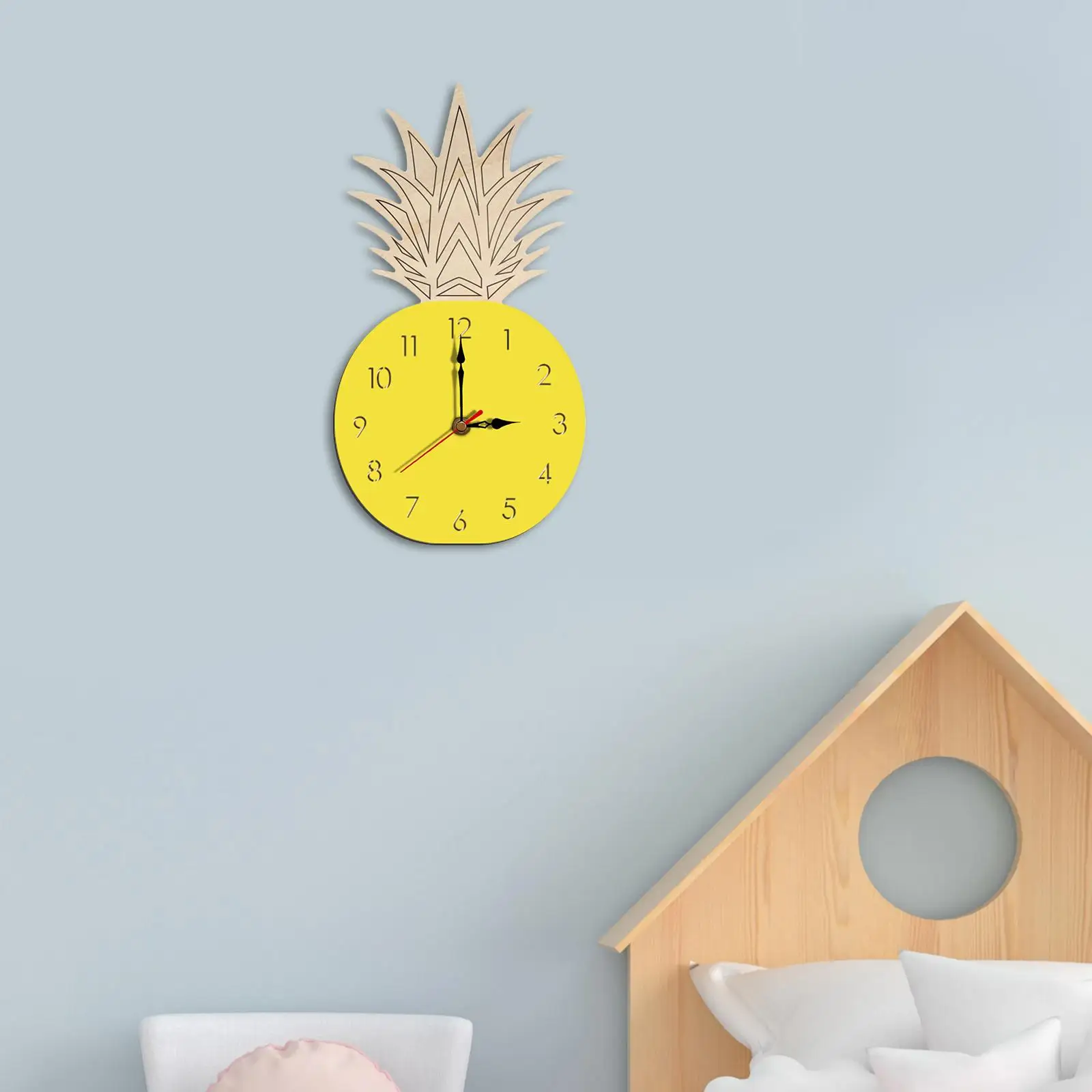 Pineapple Wall Clock Silent Minimalist Modern for Bedroom Kitchen Kids Room