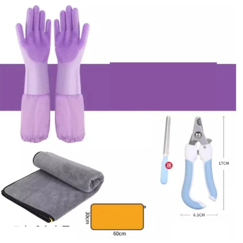Pet Bathing Gloves 1PC Dog & Cat Grooming & Cleaning Nail Clippers Absorbent Towel Massage Brush Sticky Hair Sticker Pet Supplie