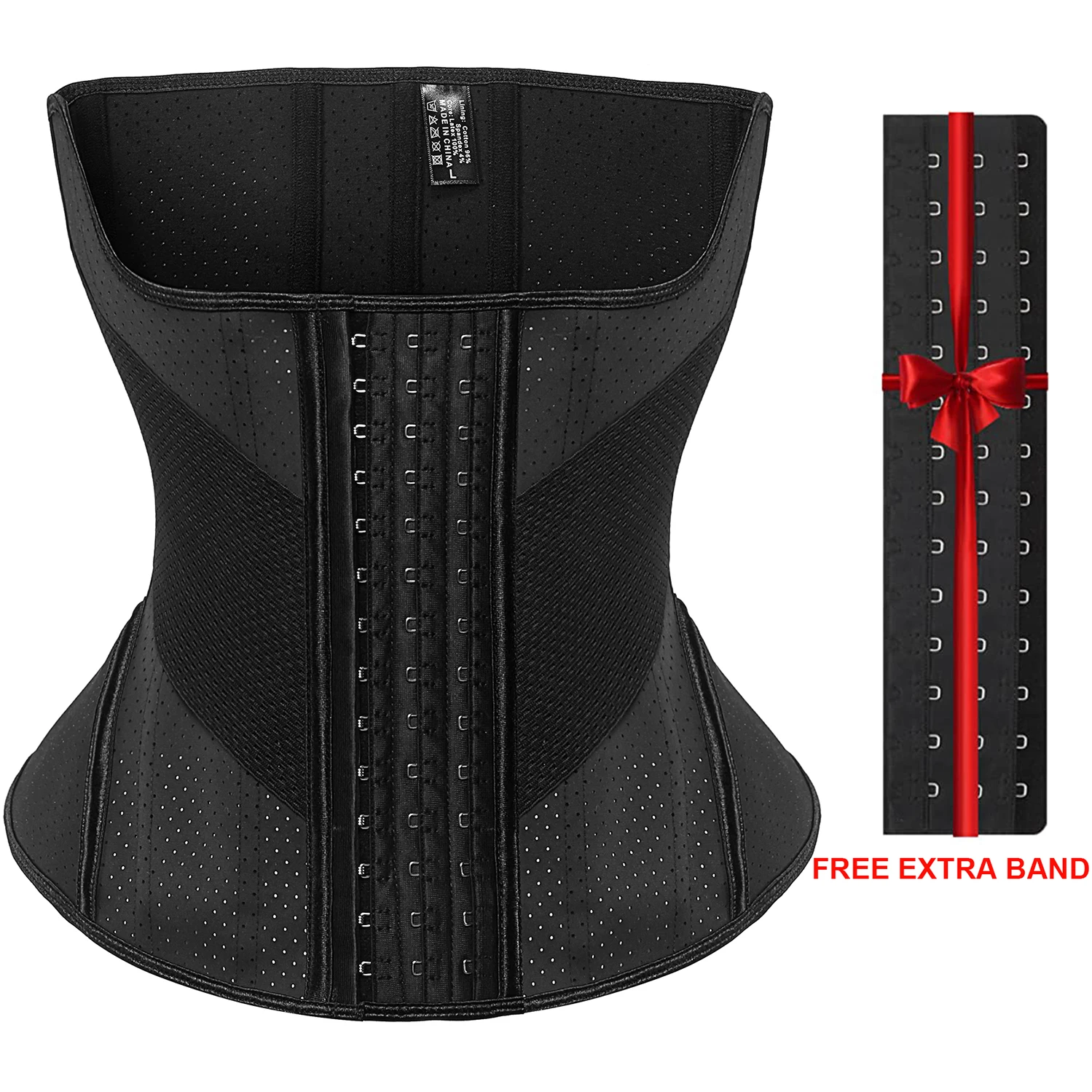 Hourglass Waist Trainer Latex Corset 15 Steel Bones Waist Cincher Flat