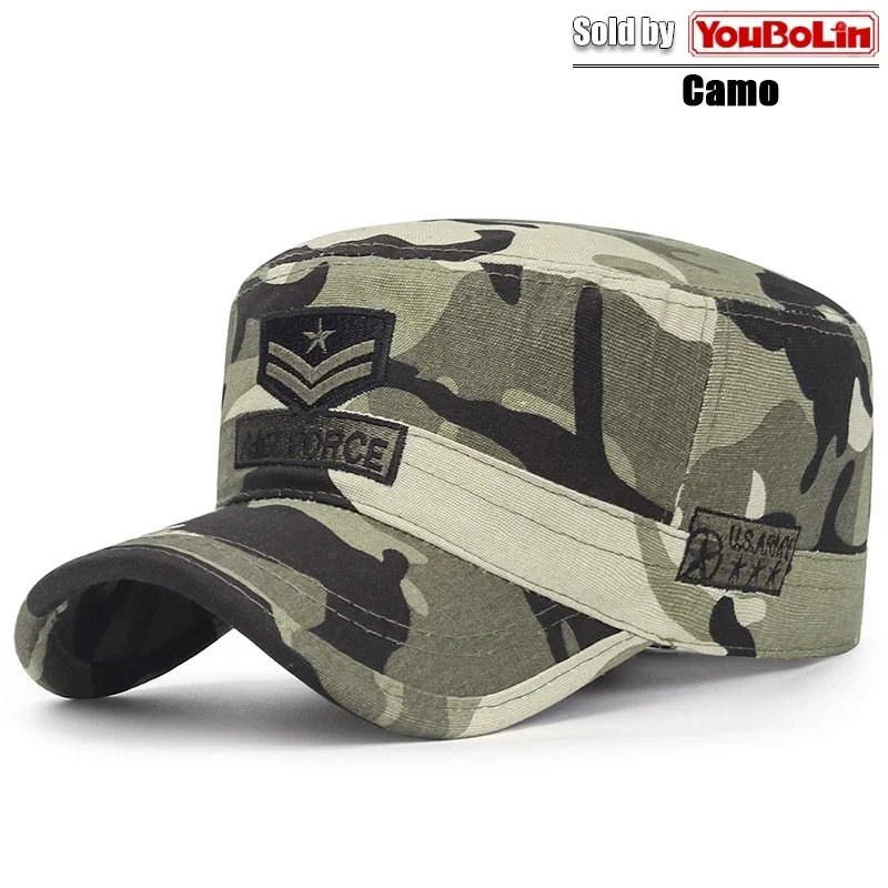 Cappello piatto camouflage in cotone protezione solare trekking_voghion.com