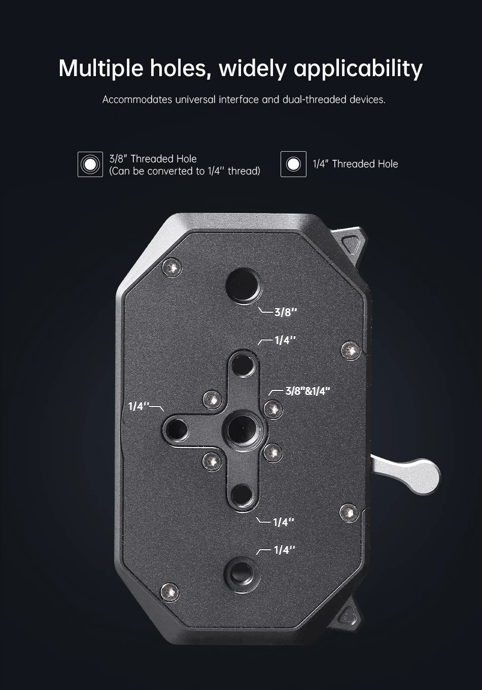 F50 Square Quick Release Kit Long Quick Release Kit with 3/8" 1/4" Threaded Hole