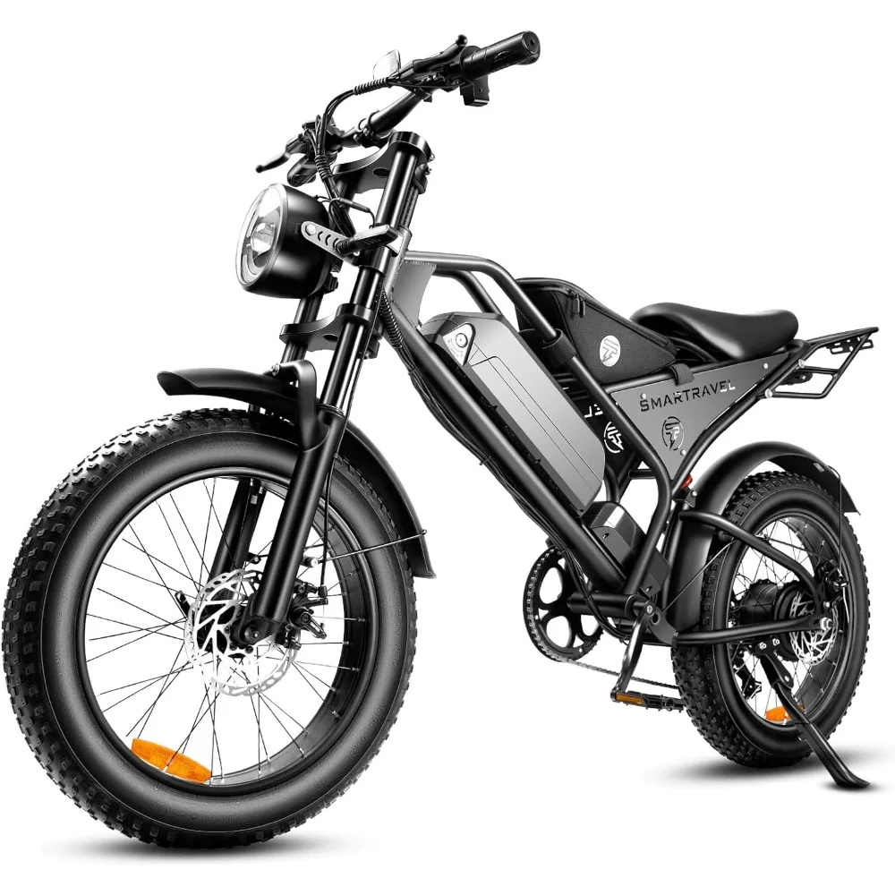 DK400 Adult Electric Bike 1000W Motor, 48V/15Ah, Max 28+MPH, Simano7 Speed (Upgrade Front Turn Signal + Rear Rack)