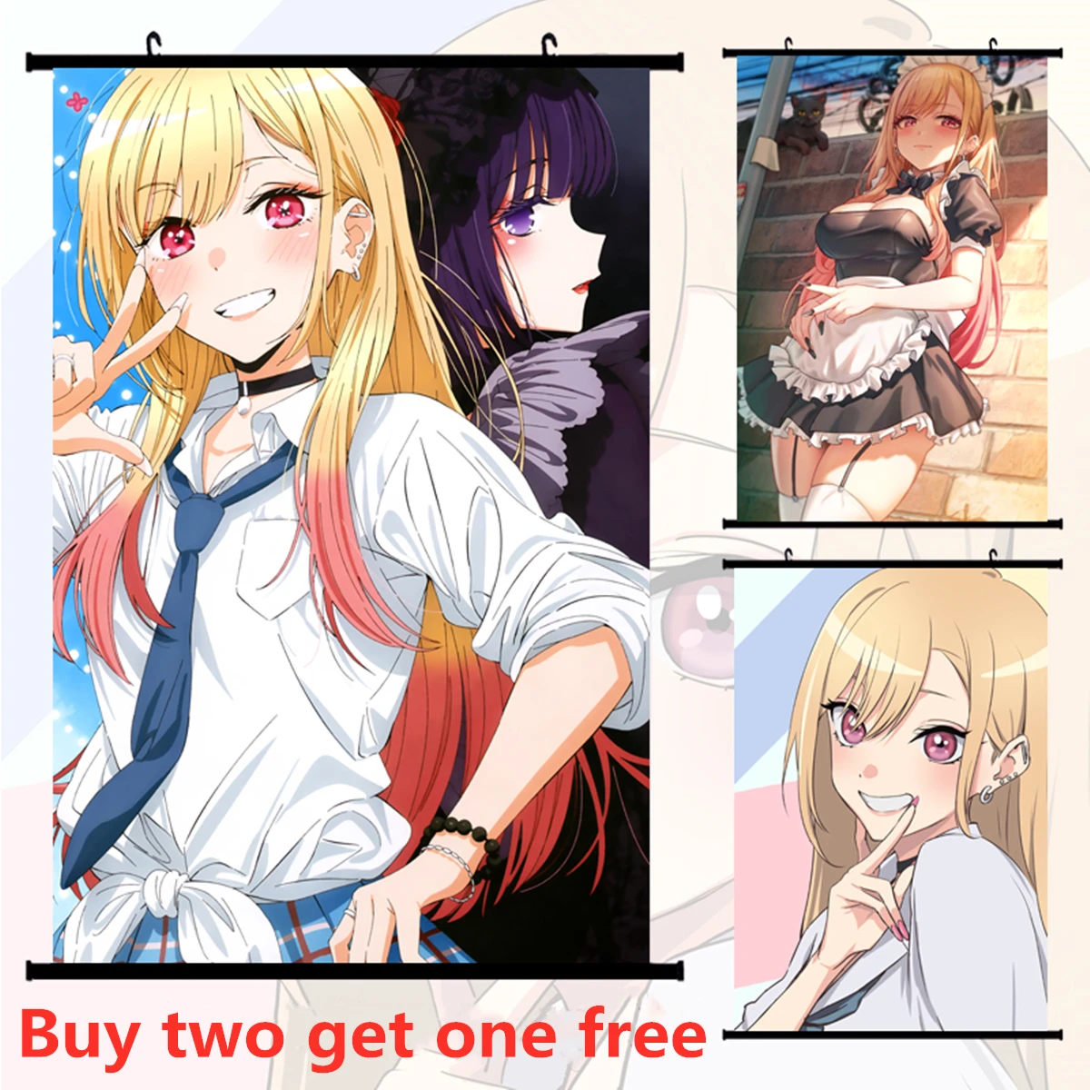 

My Dress-Up Darling Comic Scroll Hanging Painting Anime Flipped Poster Character Kitagawa Marin Interior Wall Home Decoration