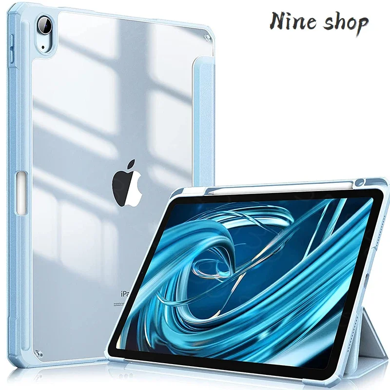 

For iPad Case 10.2 9th 8th 7th 10 10th Generation Pro 11 12.9 2022 Cover Clear Pencil Holder Funda For iPad Air 5 4 10.9 Cases