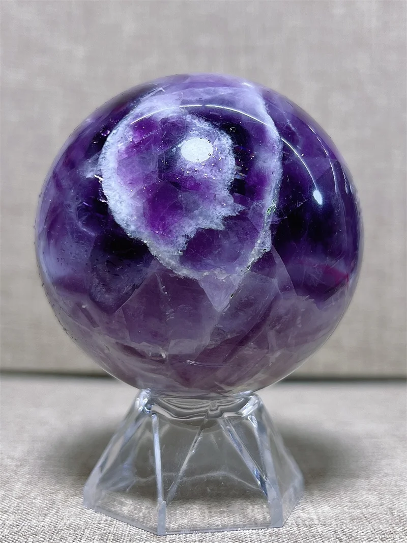 

Natura Crystal Purple Fluorite SPhere With Rain Bow Free Form Carving Reiki Healing Stone Home Decoration Exquisite Gift