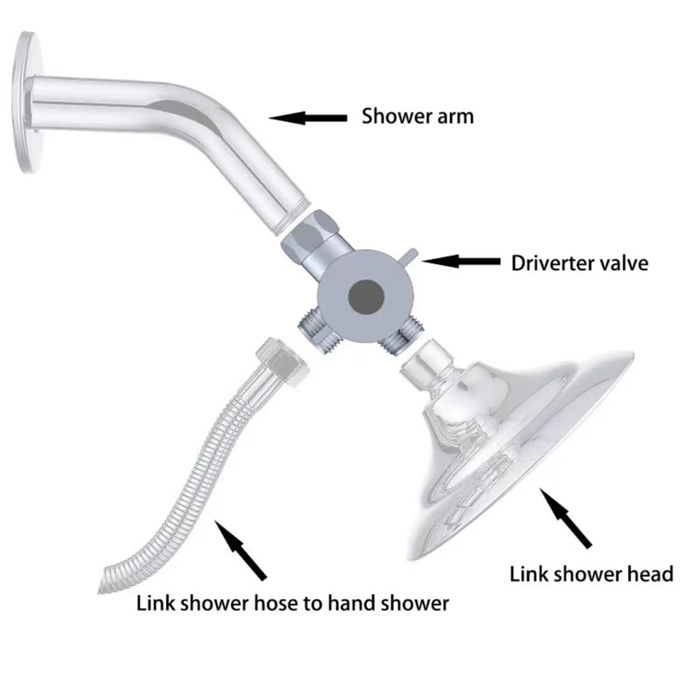 3-Way Shower Arm Diverter Valve Adjustable G1/2" Switch Faucet Adapter Hand Showerhead Connector Splitter Bathroom Accessories
