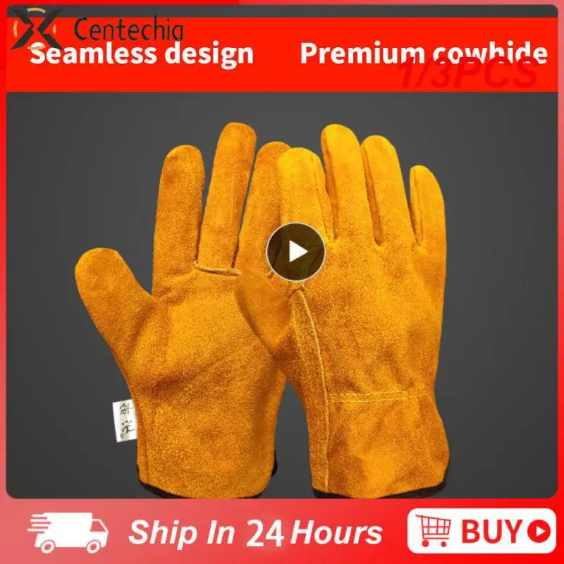 

1/3PCS Garden Work Gloves Flex Grip Tough Cowhide Driver Safety Welding Hunting Hiking Farm Gardening Driving Gloves For Men