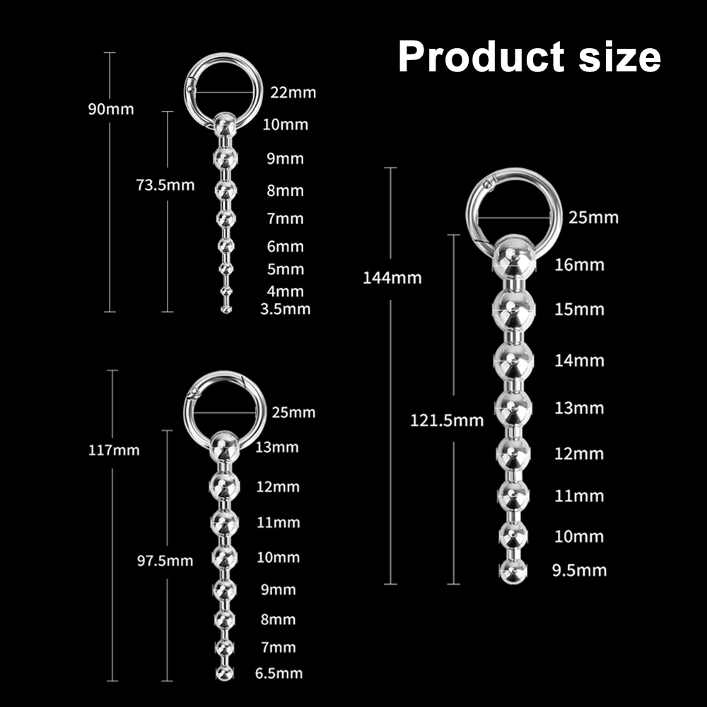 Stainless Steel Urethral Pull Beads Sounding Massager SM Insert Catheter Penis Plug Male Adult Stimulator Sex Toys