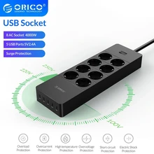 ORICO uniwersalne gniazdo elektryczne ue podłącz inteligentne rozszerzenie listwa zasilająca Home Office Surge Protector 4 6 8 AC z 5 HPC-8A5U USB