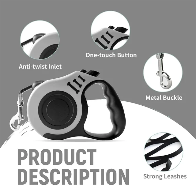 Retractable Dog Leash - 5m Automatic Strong Nylon Lead For Small/Medium Dogs & Cats, Durable Pet Traction Rope Supplies Retractable Dog Leash - 5m Automatic Strong Nylon Lead For Small/Medium Dogs & Cats, Durable Pet Traction Rope Supplies