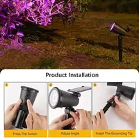 9 LED Solar Spot Lights Outdoor RGB Solar Landscape Lights IP65 Waterproof Brightness Adjustable for Garden Yard Palm Trees 2
