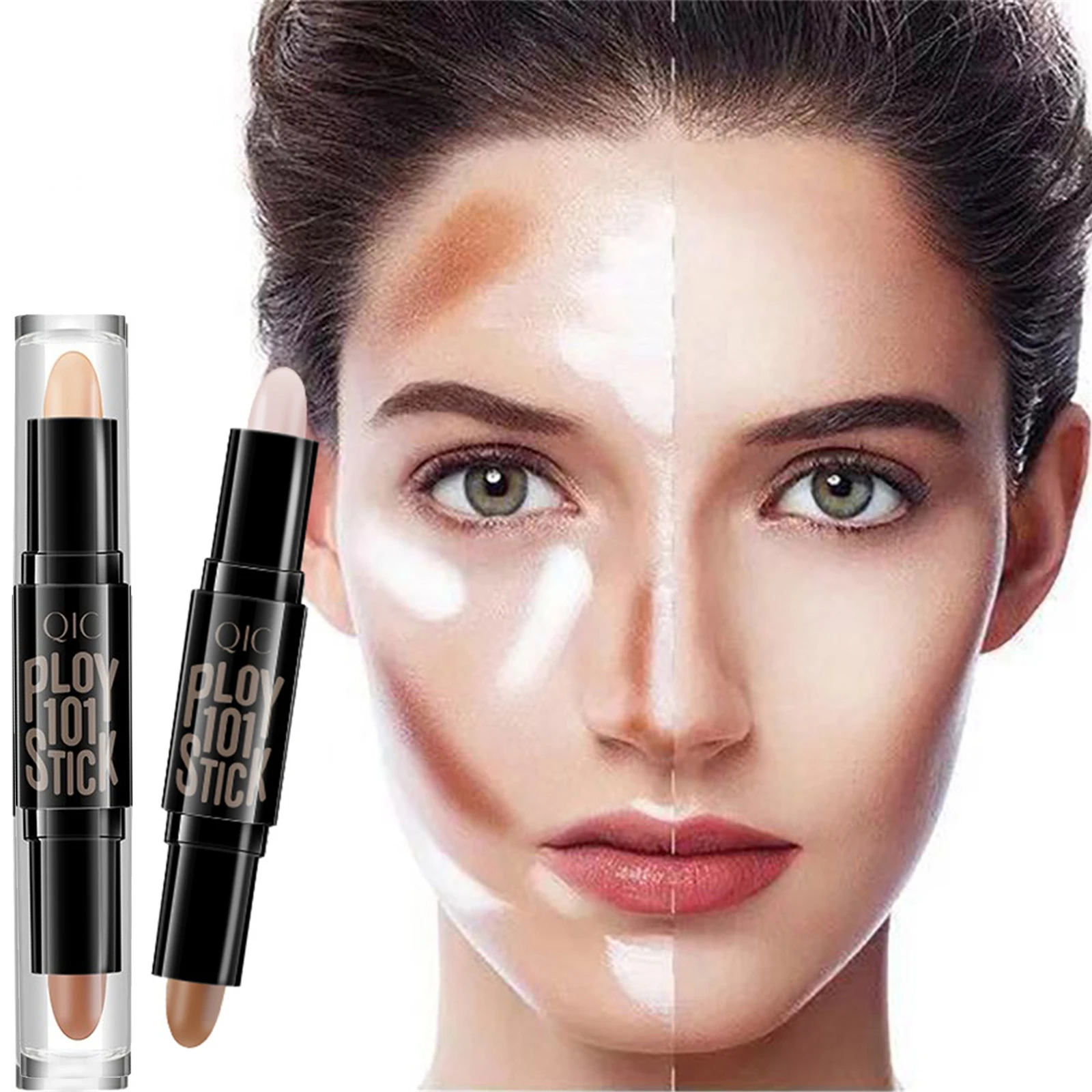 Face Highlighter Double-end Stick Oil-control Concealer Pencil Long Lasting Makeup