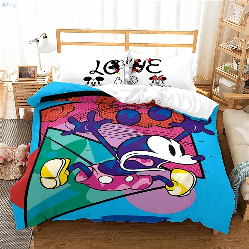Cute White Mickey Mouse Twin Full Queen King Size Bedding Set 3d Printed Duvet Cover Pillowcases Comforter Cover Bed Sets 2/3pcs