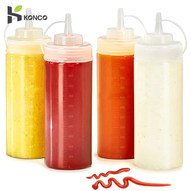 Choice 12 oz. Orange Wide Mouth Squeeze Bottle - 6/Pack