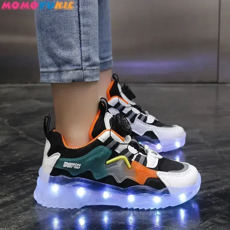 어린이용 LED 신발, USB 충전 스니커즈, 야외 스포츠 신발, 남아용 야광 신발, 2023 빛나는 스니커즈, 어린이 패션
