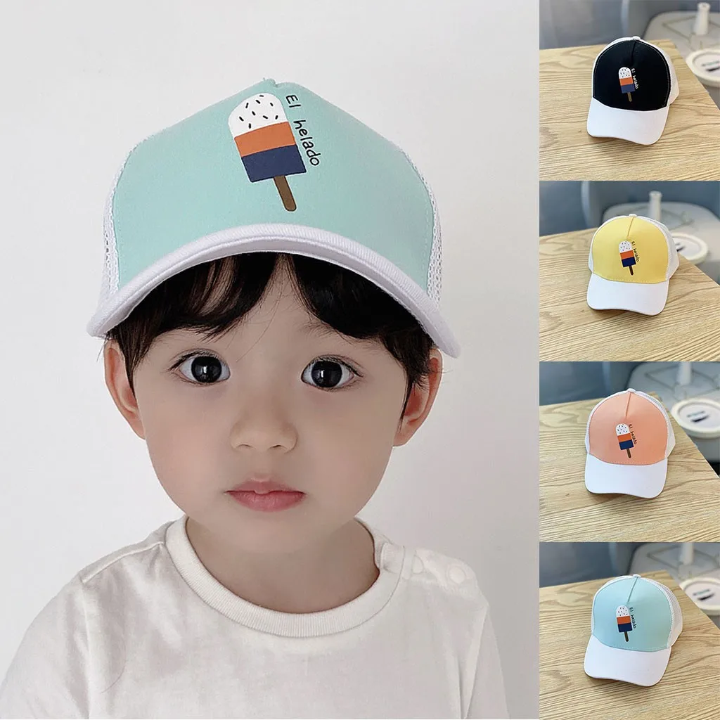 Kids Summer Cartoon Baseball Cap Spring Summer Baby Boy Hat Cap Letter Sunhat Eaves Baseball Adjustable Hat for Girls Boys