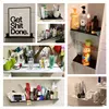 Punch Free Floating Shelves for Wall Storage Self-adhesive Rack 20-50cm Kitchen Home Decor Bathroom Accessorie Modern Matt Black 2
