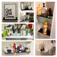 Punch Free Floating Shelves for Wall Storage Self-adhesive Rack 20-50cm Kitchen Home Decor Bathroom Accessorie Modern Matt Black 2