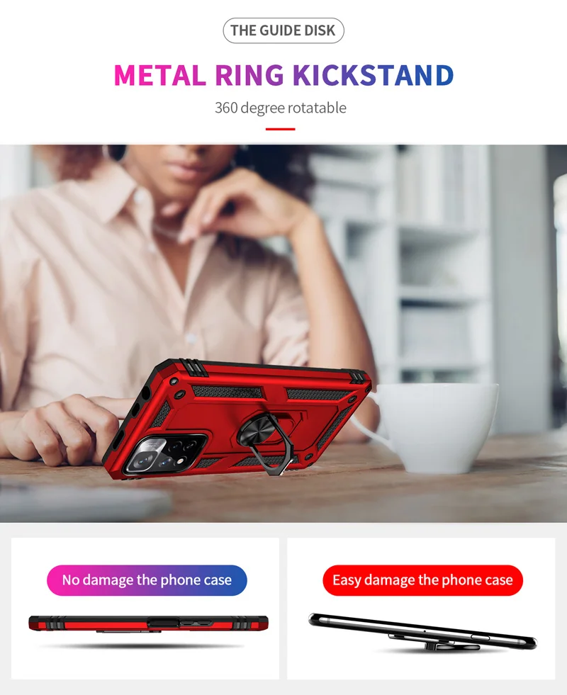 Stoßfestes Rüstungsgehäuse für Xiaomi Redmi Note 11 11S 11T 10 Pro 10T Mi 12 12X POCO X3 GT 10C M4 X4 5G F3 Holde Metallring_voghion.com
