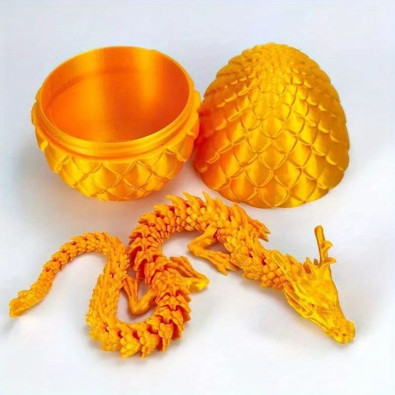 3D Printed Dragon Egg with Dragon Full Articulated Dragon Modle Movable Rotatable Articulated Desktop Ornament Kid Toy