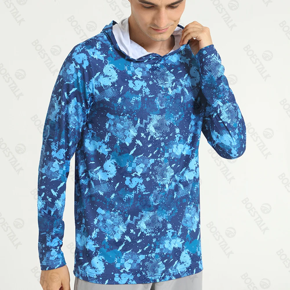 

2024 new hooded fishing clothes ice silk UV UPF50+ outdoor sports quick-drying lightweight breathable camouflage fishing clothes