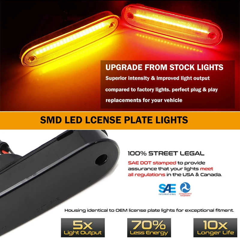 For Mazda Miata MX-5 MX5 1990-2005 Clear & Smoked Lens LED Side Marker Lamp Ambe