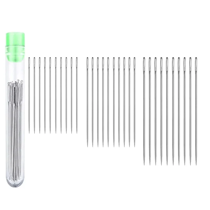 30Pcs 3 Sizes Big Eye Sewing Needles Universal Regular Useful for Crochet Knitting Embroidery