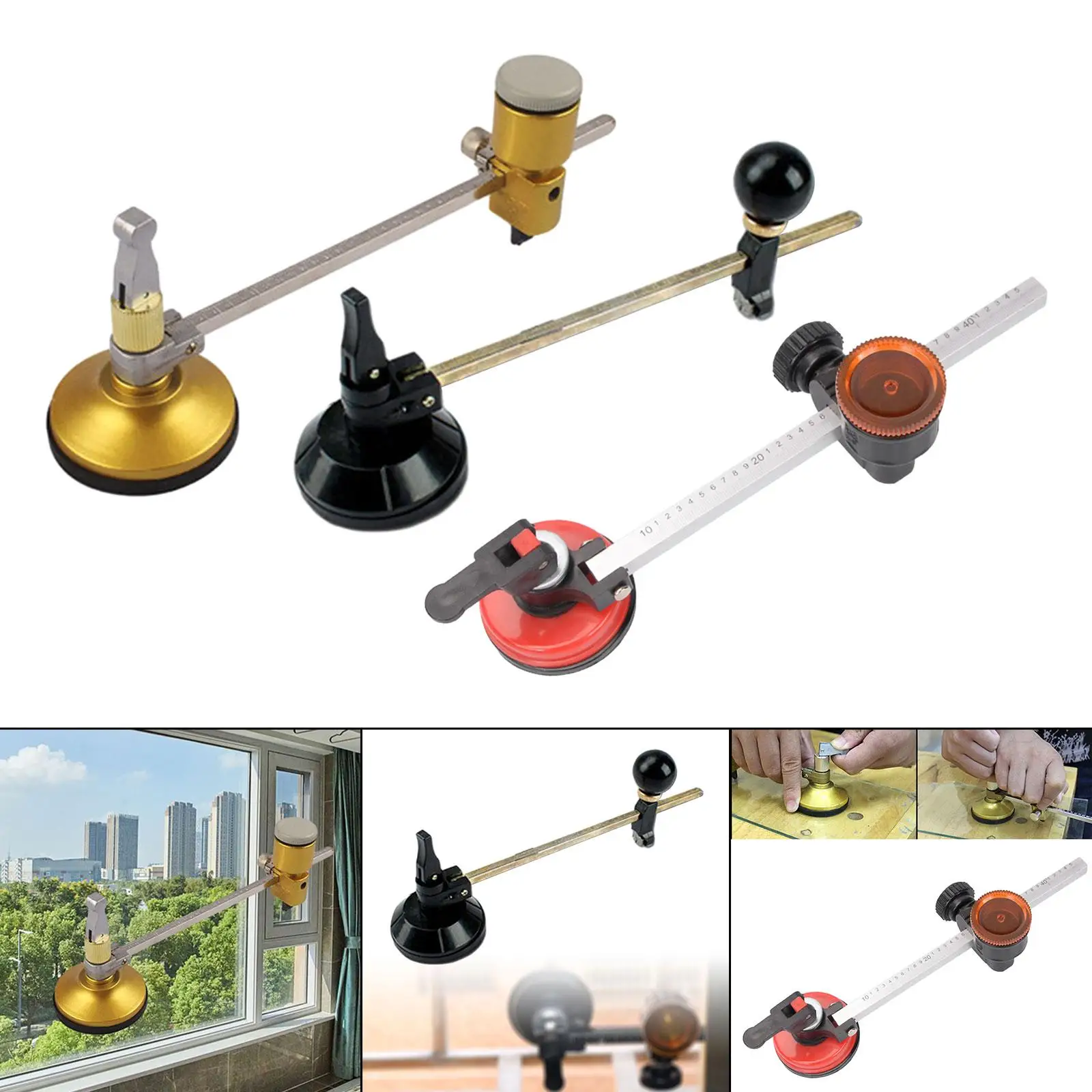 Circular Glass Cutter, Glass Cutting Tool Hand Tool with Suction Cup Compasses Type for Garden, Tiles, Mosaic, Glass Supplies 3