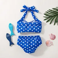 Baby Girls Swimsuits Fashion Summer Toddler Bikini Sets Infant Swimwear Polka Dots Print Bowknot Girls Bathing Suit Beachwear 3