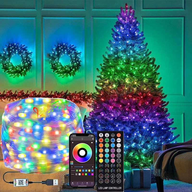 Smart DIY Christmas Tree LED String Lights APP Control Music Sync