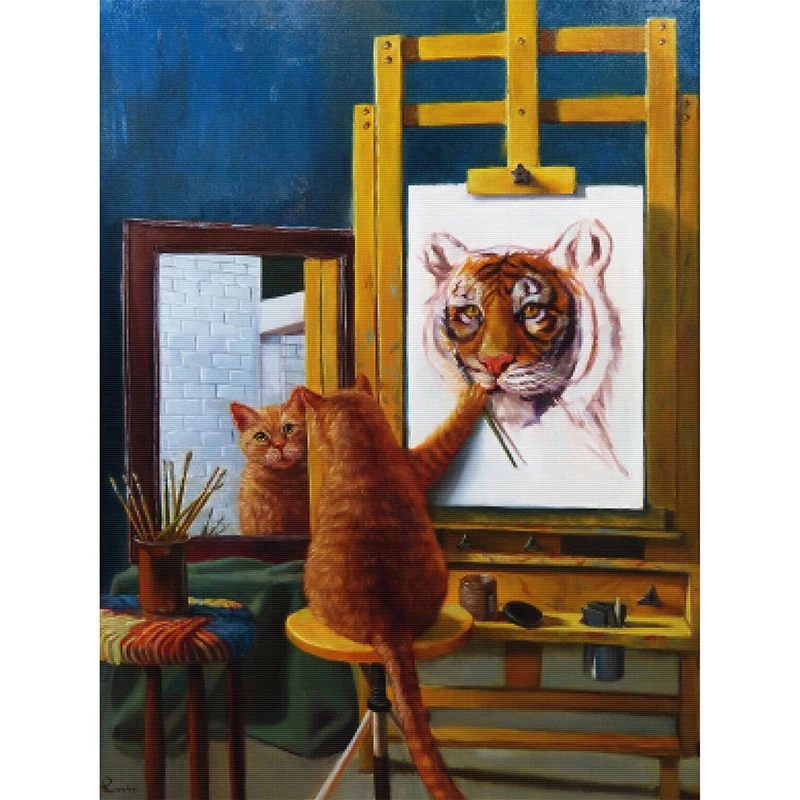 

Full Square Round Drill 5D DIY Diamond Painting "Tiger Cat" Embroidery Cross Stitch 3D Mosaic Home Decor Gift Home Decoration
