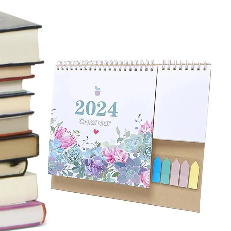 Wielofunkcyjny kalendarz biurkowy 2024 biurkowy stół akcesoria domowe kalendarz miesięczny notes małe biuro domowe stojące