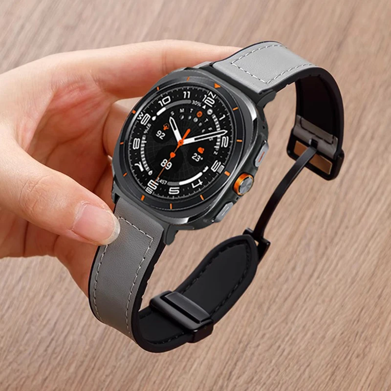 Premium Magnetic Leather Silicone Strap - Men's Sports Bracelet