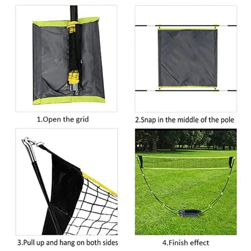 Portable Folding Badminton Net Stand Easy Setup Adjustable Mobile Outdoor Sports Net for Garden/Backyard Fun