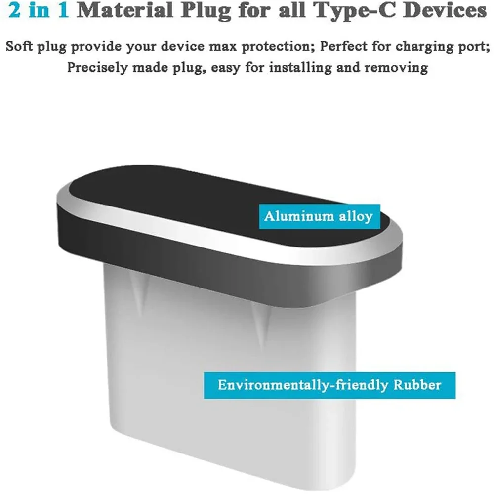 Universal USB-C Dust Plug with Cleaning Brush and Anti-Dust Charging Port Protector Cover