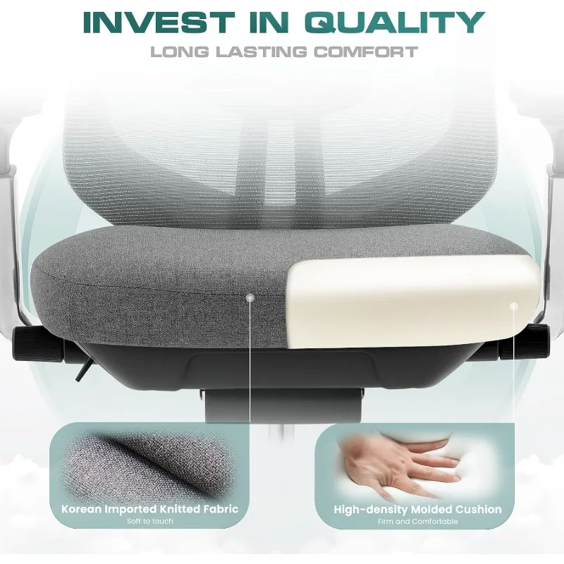 Ergonomic Mesh Office Chair, High Back Computer Executive Desk Chair with Adjustable Headrest and 4D Arms, Slide Seat 5