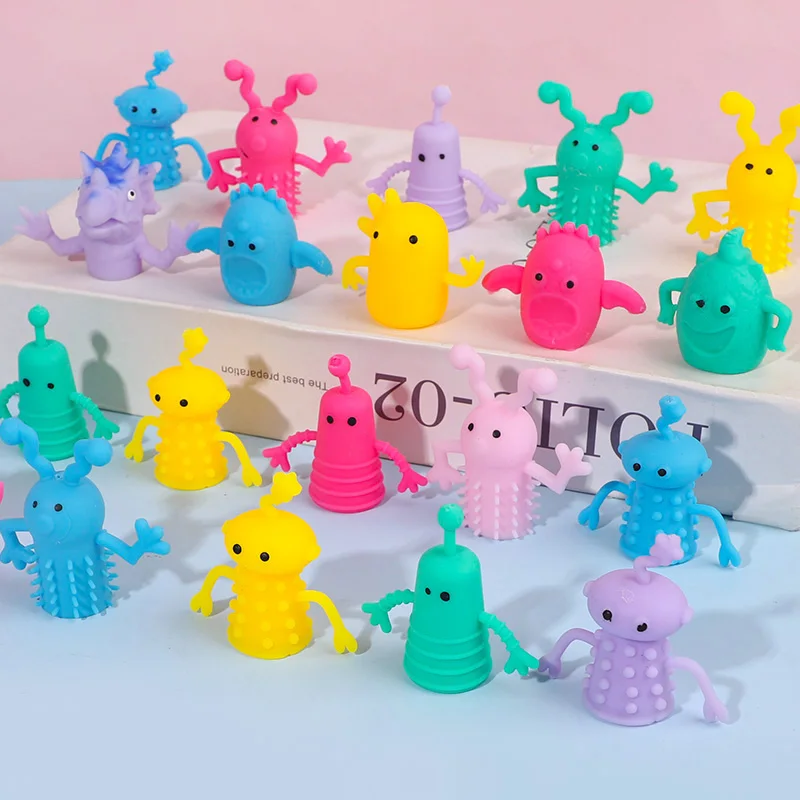 10/20Pcs Cute Monster Puppets Finger Toy Kids Birthday Party Favors Pinata Filler Christmas Gift Soft Rubber Stretchy Fidget Toy
