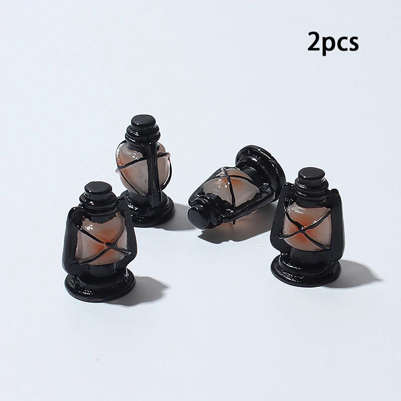 2pcs 1:12 Dollhouse Miniature Vintage Retro Kerosene Lamp Baby Gift Toy Mini Furniture Miniature Rement Black Kerosene Lamp 3