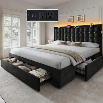 LED Queen Storage Bed 1