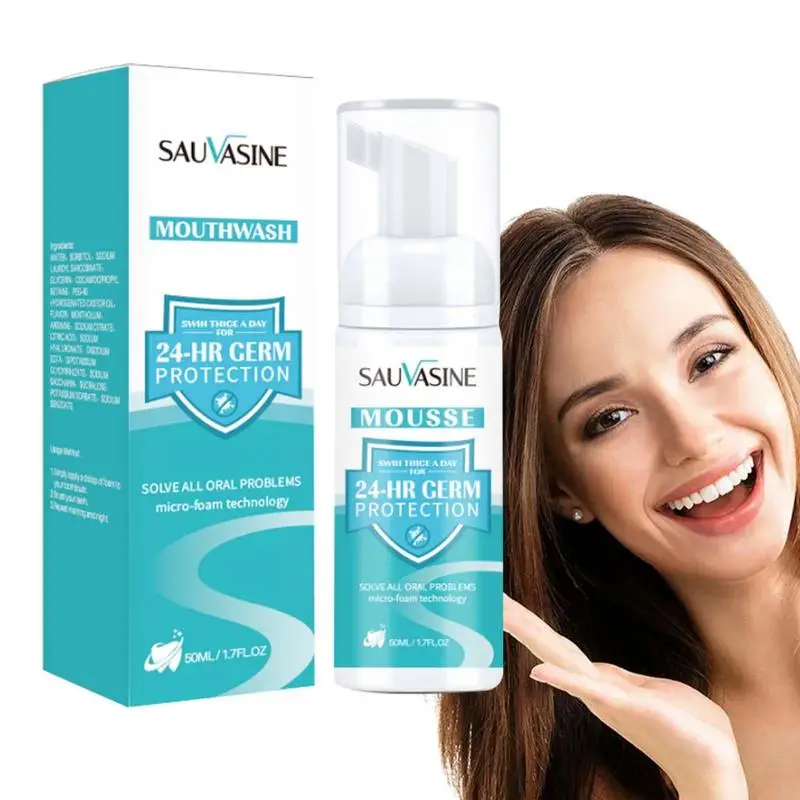 Mousse Per La Pulizia Dei Denti 50Ml Whiten Collutorio Mousse 24 Ore Protezione Contro I Germi Mousse Sbiancante Per Sbiancare I Denti Pulisce Orale