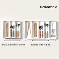 SHIMOYAMA Cutlery Storage Tray Retractable Kitchen Drawer Tableware Storage Box Spoon Knife Fork Separation Organizer Container 2