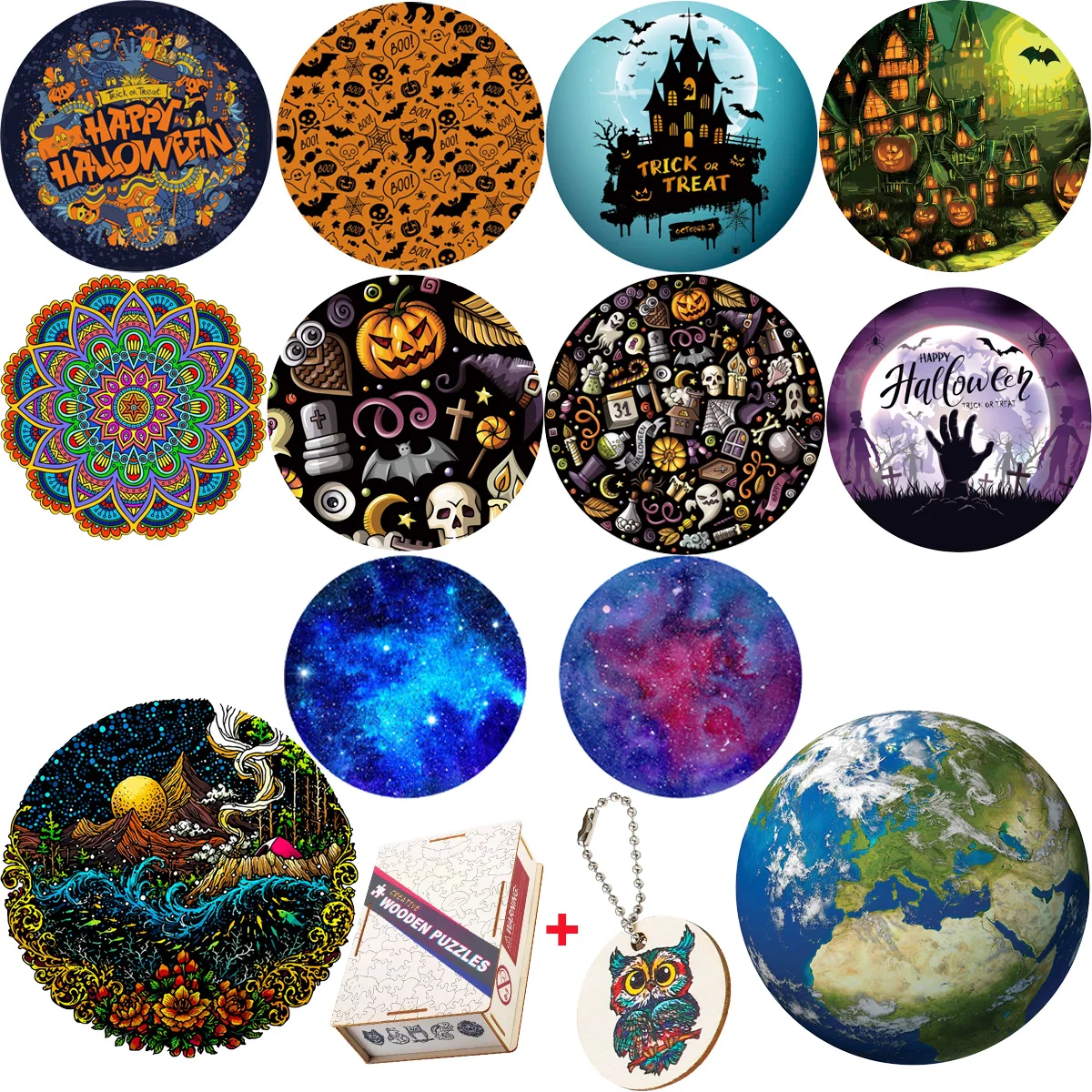 Halloween Series Mysterious Wooden Jigsaw Puzzle Adults Unique Gifts For Children Wood Crafts Educational Toy Parent-Child Games