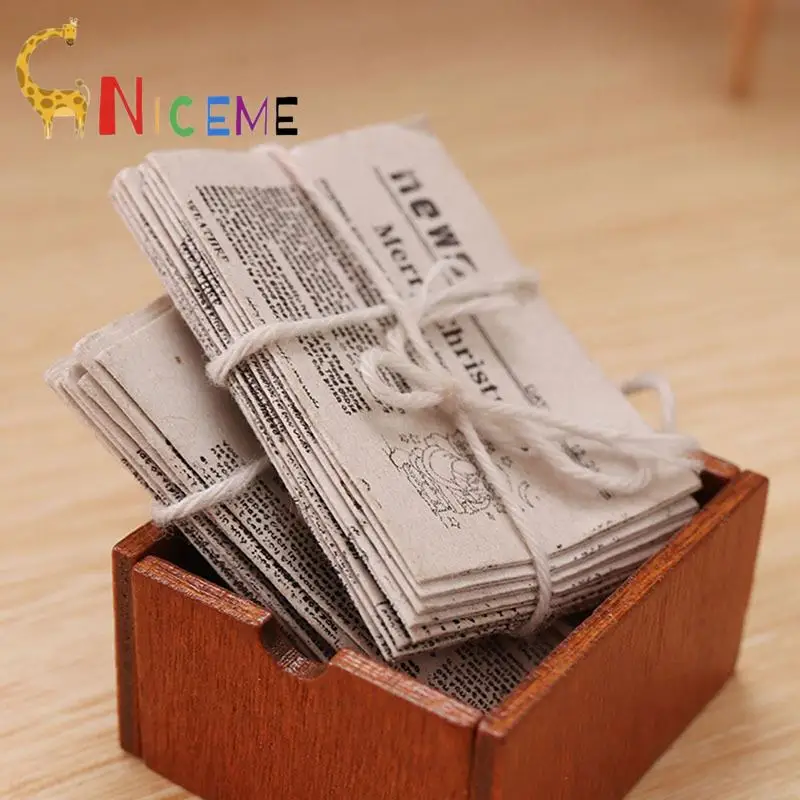 

1/12 Dollhouse Miniature Retro Newspaper Set Simulation Model For Doll House Decor Accessories Kids Pretend Play Toys Gift
