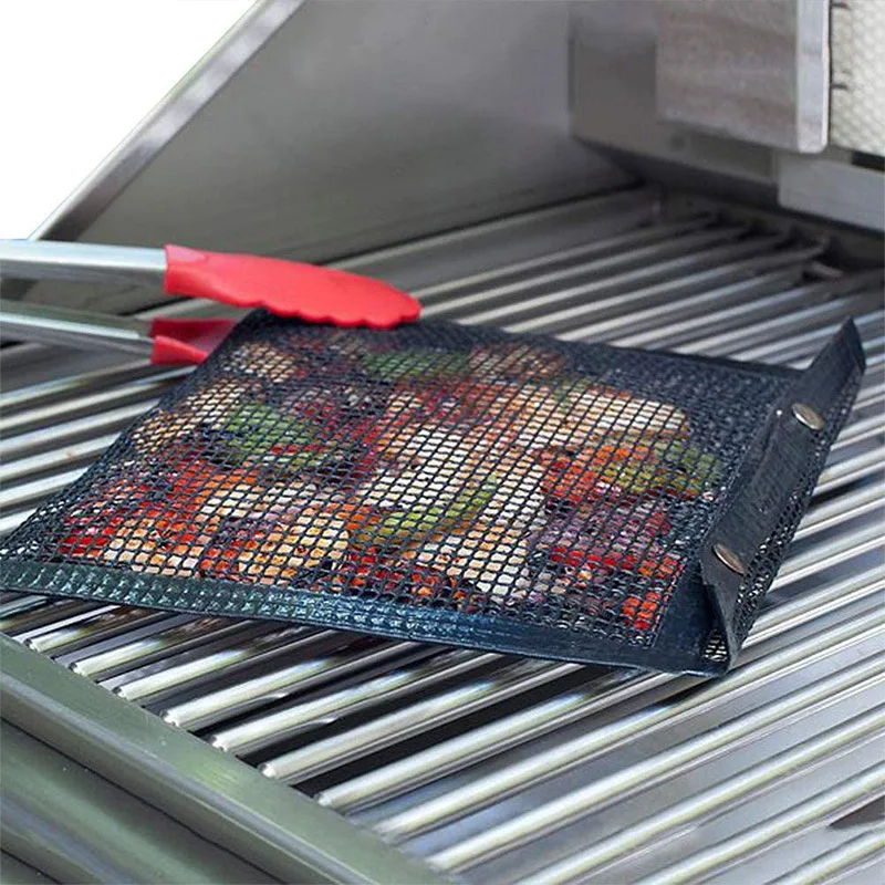 Outdoor PTFE Non-Stick BBQ Mesh Grill Bag Reusable Baking Mat Pad Picnic Tools 