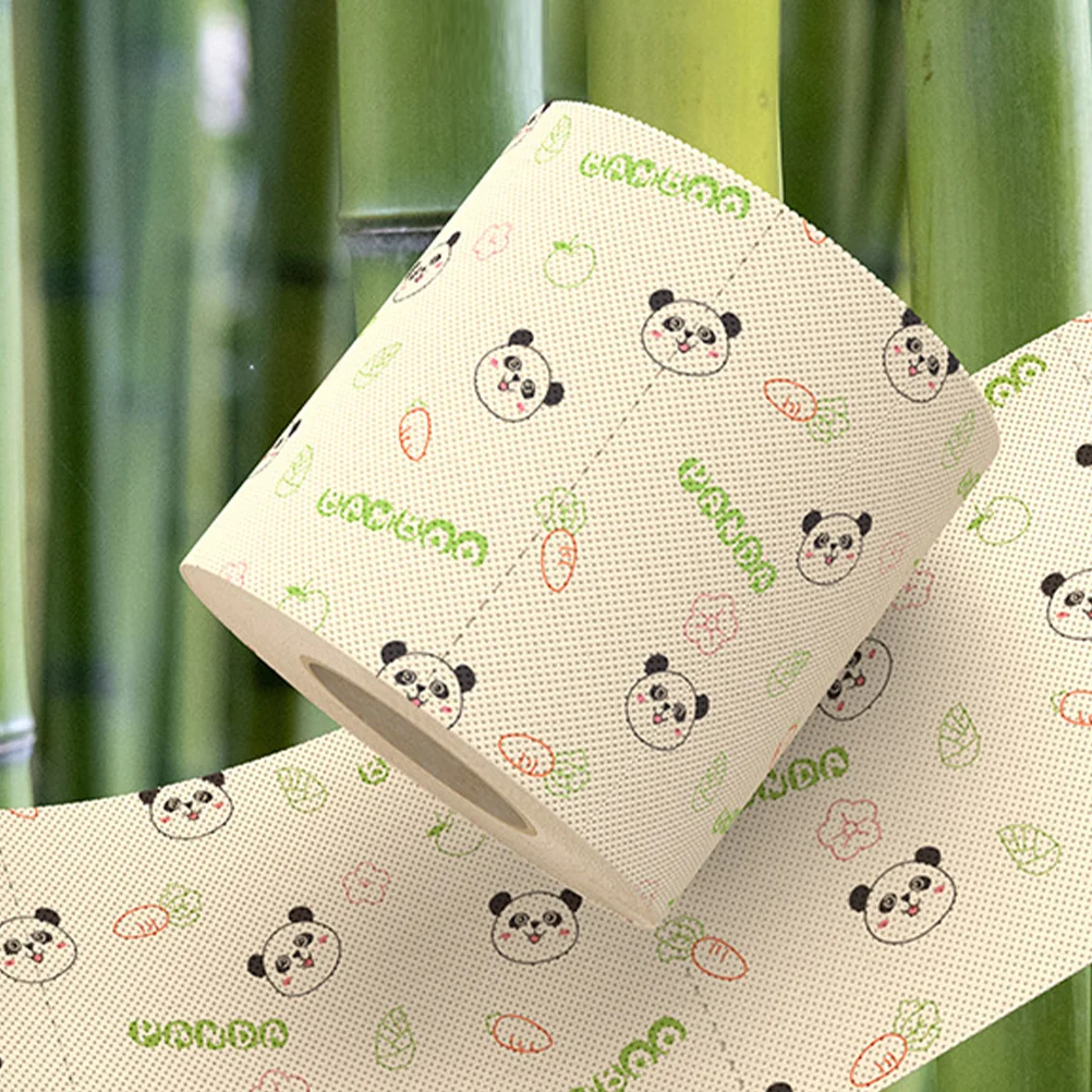 Roll Toilet Paper Toilets for Bathrooms Decorations Panda Patterned Bamboo Pulp Cute Pink