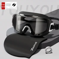 Men Women Anti-fog UV Protection Big Frame Adjustable Professional Swim Glasses Cap HD View WaterProof Beach Goggles EyeWear 1