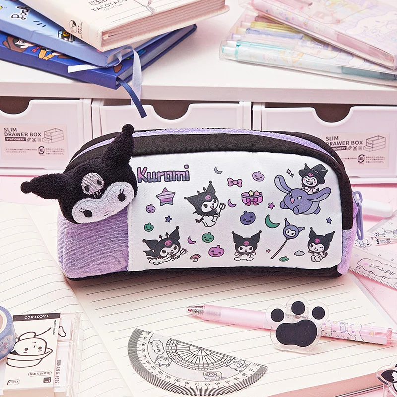 Sanrio Kuromi Anime Pencil Case Children Study Girls Stationery Box Cartoon Women Bags Coin Purse Kid Christmas Gifts anime pencil case