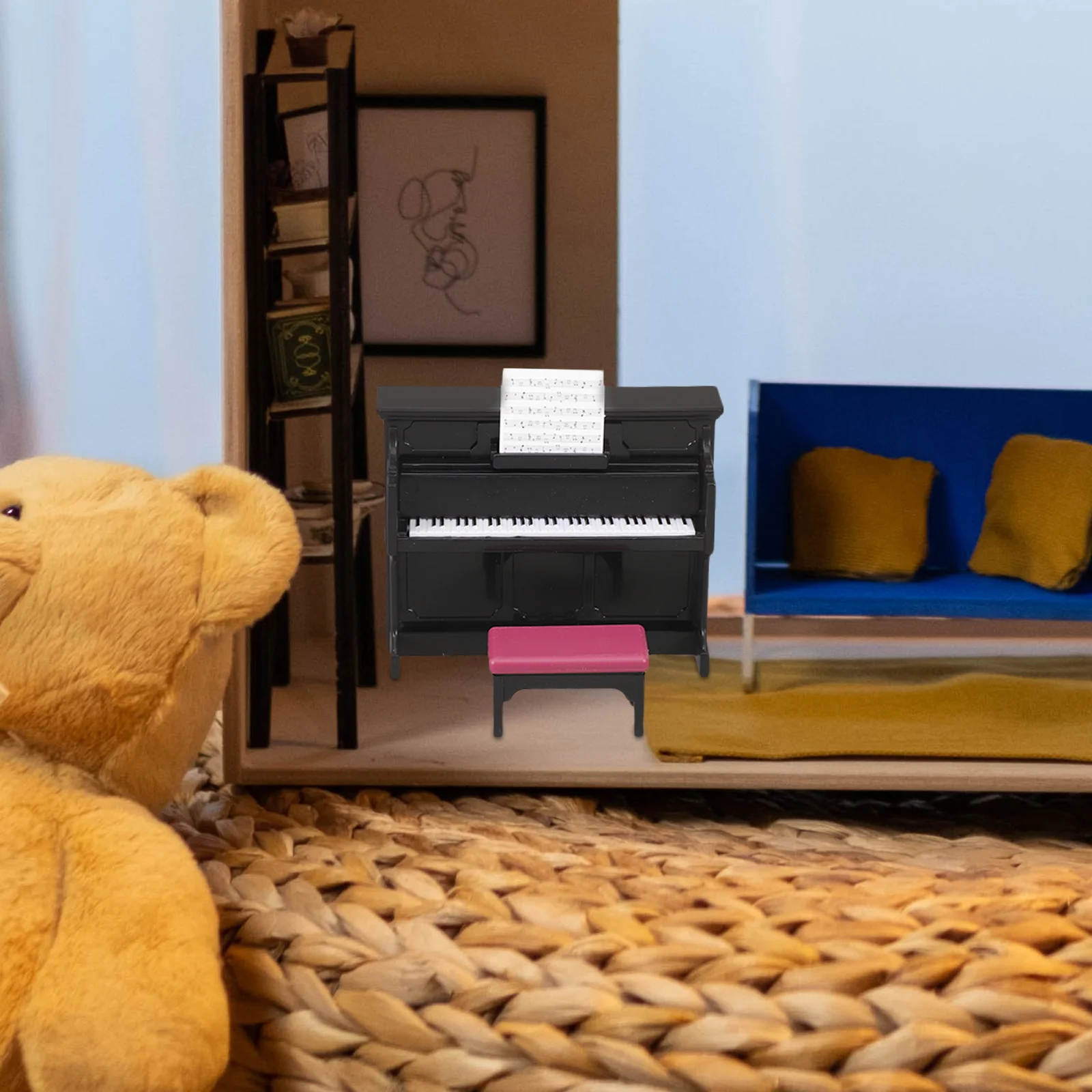 

Mini Piano Model Miniature House Toys Ornaments Accessories Abs Instrument Baby