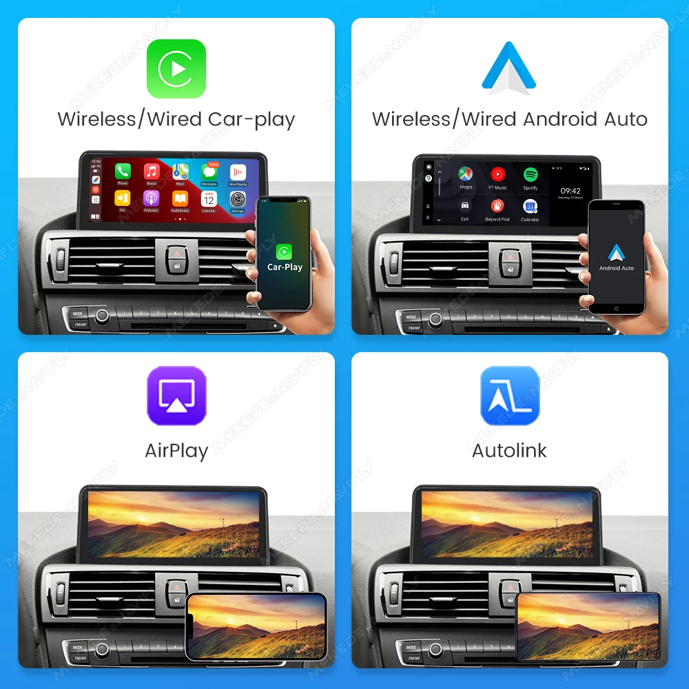 Radio para coche con sistema Linux MEKEDE de 10,25/12,3 pulgadas para BMW Serie 1, 2, 3, 4, F20, F21, F22, F30, F31, F32, F33, F34, F36, AirPlay, Autolink, CarPlay, Android, navegación GPS, reproductor multimedia, BT, SWC, autorradio, reproductor de vídeo, unidad principal, sistema estéreo inteligente 5